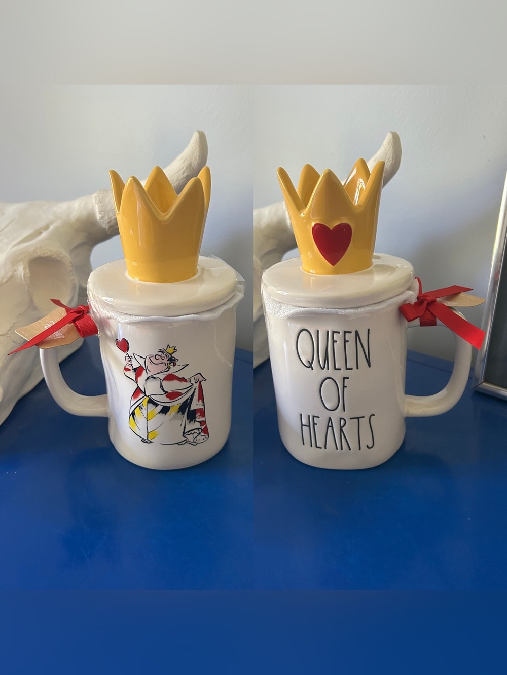 Rae Dunn Disney Alice in Wonderland Queen of Hearts Double Sided Topped Mug